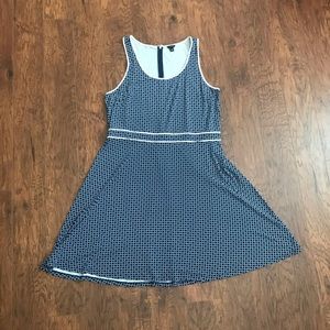 Ann Taylor XXL Swing Dress White Blue Sleeveless